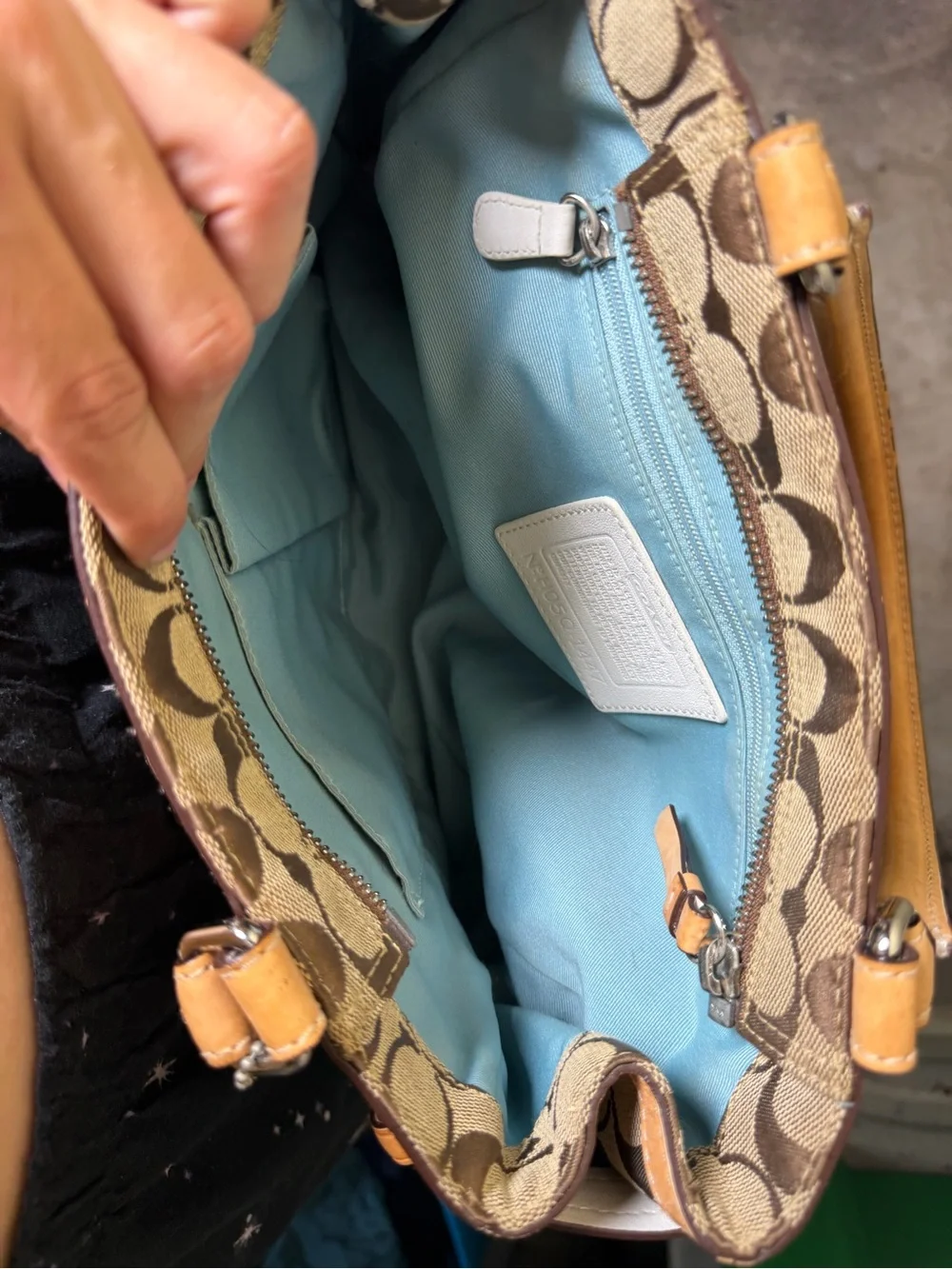 Coach Signature Hampton Buckle Belted Satchel Y2K Blue Leather Jacquard Bag